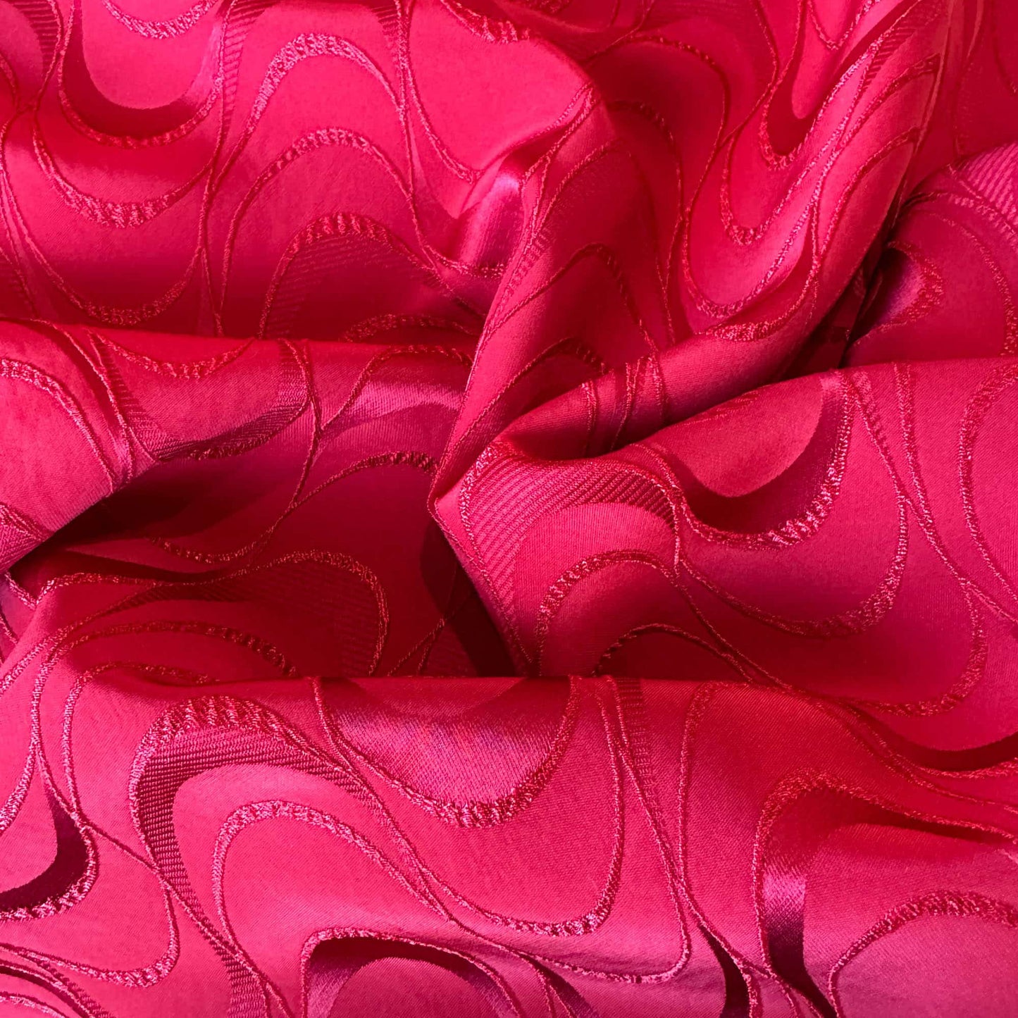 Viscose Jacquard Blend with Flowing Motif in Red