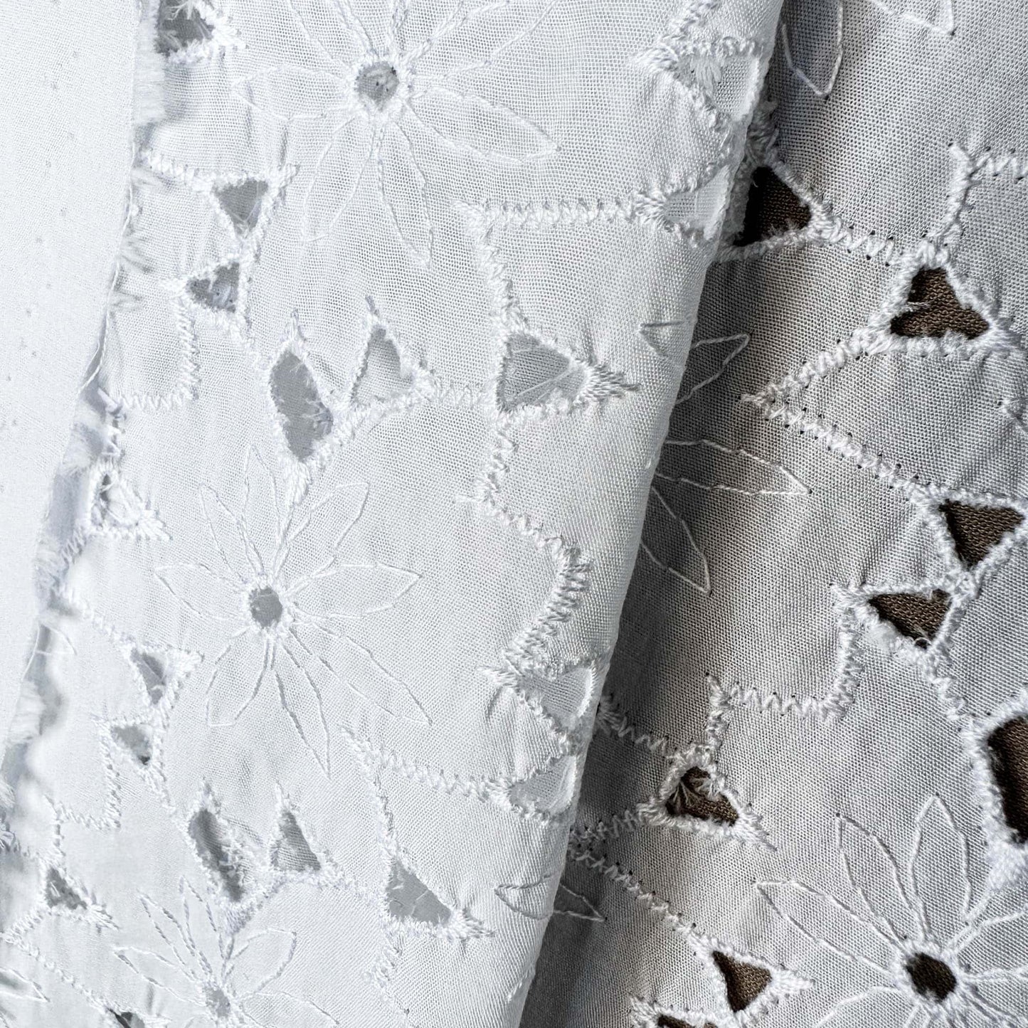 Floral Embroidered Cotton in White