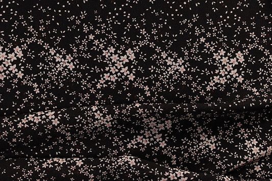 Floral Wool Challis in Black