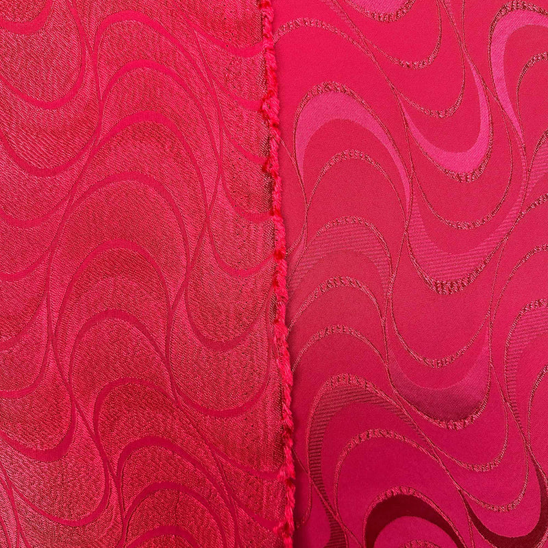 Red with Shiny Curved Lines Jacquard