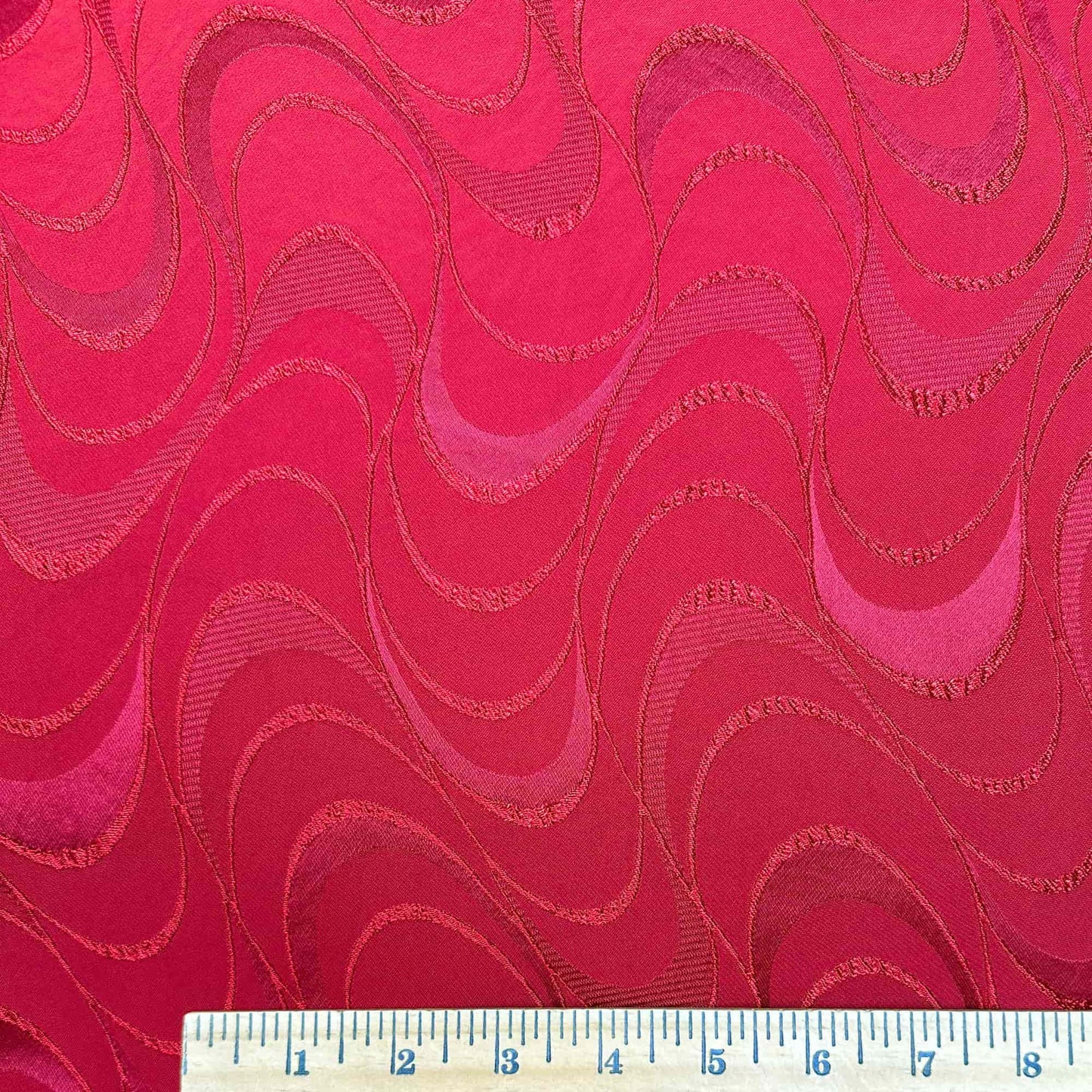Viscose Jacquard Blend with Flowing Motif in Red