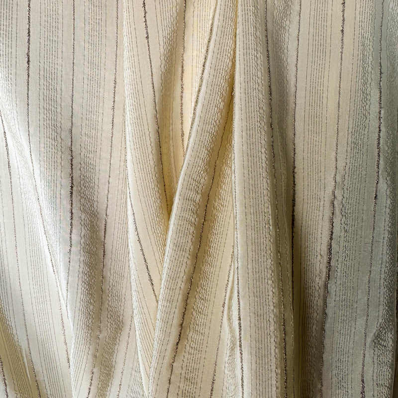 Ivory Silk with gold metallic thin stripes