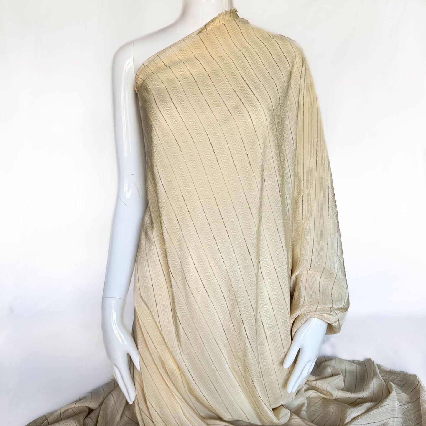 Silk Blend with Gold Pinstripes in Ivory