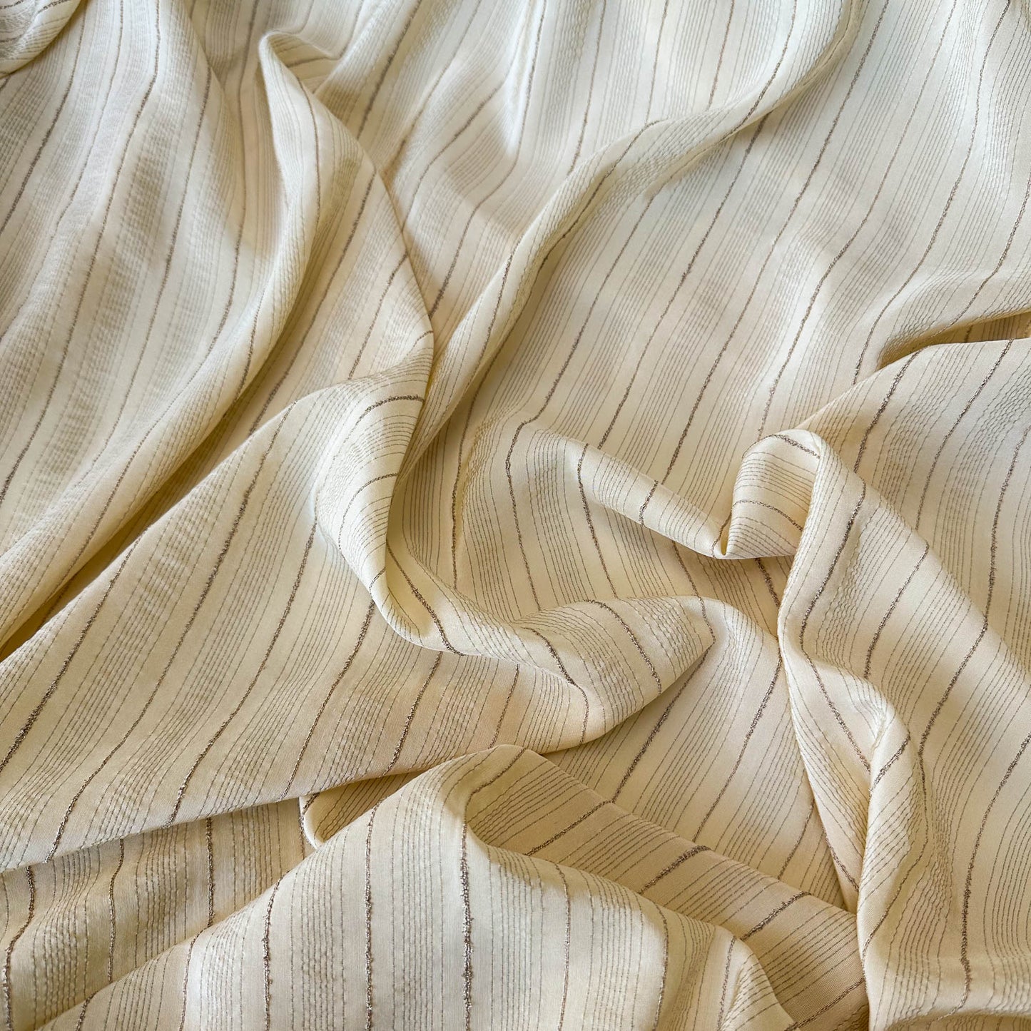 Silk Blend with Gold Pinstripes in Ivory