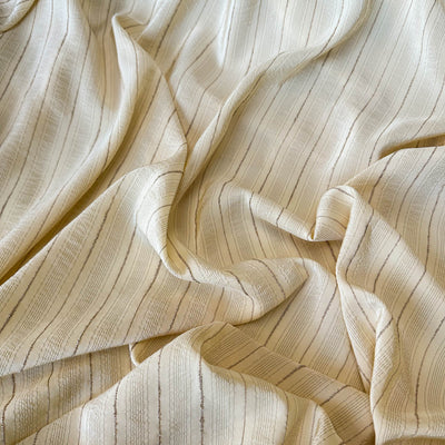 Ivory Silk with gold metallic thin stripes